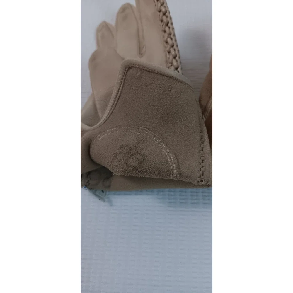 Bovia Leather Gloves Made in Italy Tan Braided Trim Small Size 7